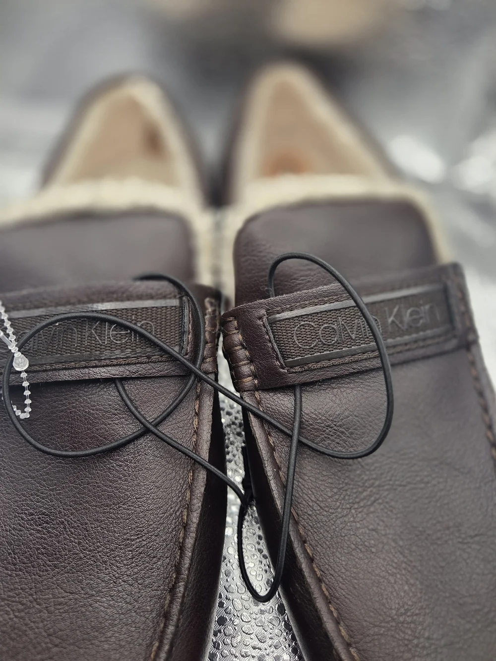 Calvin Klein Men’s Brown Leather Slip-On Moccasin